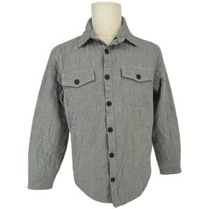 Lucky Brand Men Gray Quilted Cotton Casual Button Down‎ Shirt Jacket Size S